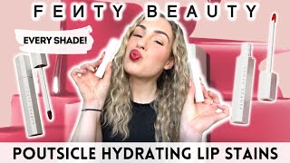 FENTY BEAUTY POUTSICLE HYDRATING LIP STAINS 🍓🍊🍉🍇  REVIEW amp SWATCHES  ALL 4 SHADES [upl. by Ridinger]