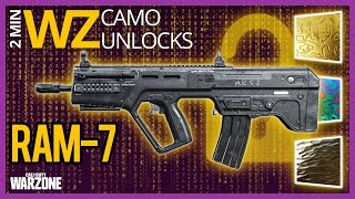 How to get the Ram7 Gold Platinum Damascus and Obsidian 2 Min Warzone Camo Unlocks [upl. by Anahsek]