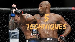 Jon Bones Jones  5 Techniques Done Effectively  Hacking MMA [upl. by Yllak]