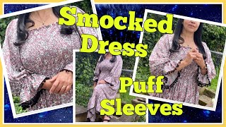 DIY PUFF Sleeves Smocked Shirred DressTutorialPerfect Summer Dress [upl. by Airret755]