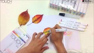 Shinhan Art TOUCH TWIN Brush MarkerColoring Session 1 [upl. by Kernan38]