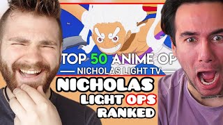 First Time REACTING to NICHOLAS LIGHTs Top 50 Anime Openings  Audience Ranked  REACTION [upl. by Aved724]