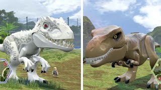 LEGO Jurassic World  Indominus Rex Vs TRex Coop Dinosaur Fights [upl. by Iggam]