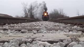 Pere Marquette 1225 quotThe REAL Polar Expressquot runs over my camera [upl. by Tiphane981]