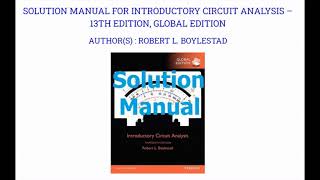 Solution Manual for Introductory Circuit Analysis Robert Boylestad [upl. by Anne872]