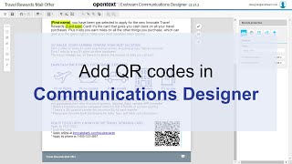 Add QR codes in Communications Designer  OpenText Exstream [upl. by Hieronymus76]