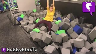 Indoor TRAMPOLINE PLAY PARK Foam Pits with HobbyKids [upl. by Emixam]