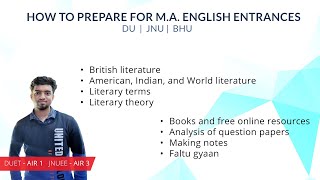 How to Prepare for MA English Entrances  DU JNU BHU [upl. by Haldi]