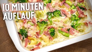 TORTELLINI AUFLAUF mit Käse Sahne Soße Schinken und Brokkoli Rezept schnell amp einfach [upl. by Nnaitsirk]