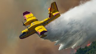 INTENSE FIREFIGHTING ACTION  Canadair CL415 Water Bomber  Croatian Air Force [upl. by Allsopp]