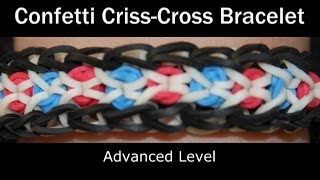 Rainbow Loom® Confetti CrissCross Bracelet [upl. by Adnahsar793]