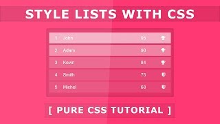 Style Lists With Css  Css Lists Style  Pure CSS Tutorial  Css Hover Effects [upl. by Aljan985]