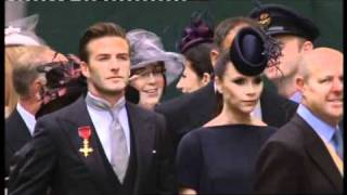 Royal Wedding 29411  The Beckhams arrive at Westminster Abbey [upl. by Tletski]