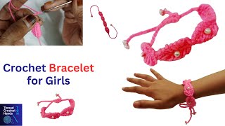 Crochet Bracelet for Girls  Rakhi  Friendship Band crochet bracelet rakhi [upl. by Hodge]