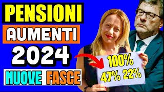 🔴 ULTIMORA AUMENTO PENSIONI 2024 👉 ECCO LE NUOVE FASCE AUMENTIRIVALUTAZIONE UFFICIALI 📈💰 [upl. by Kashden]