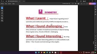 Learners Diary LD math class VI Six 9th chapter Symmetry [upl. by Yrred584]