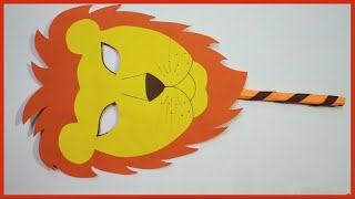 How to make a lion mask Paper craft  Making a mask step by step [upl. by Engen695]