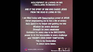 HolySpirit is living in me  Daily Bible declaration for breakthrough  RMM 578 [upl. by Amadis]