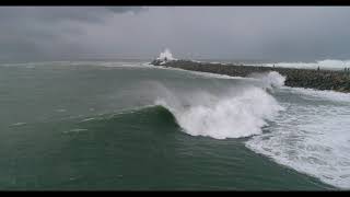 Surfing Nobbys Break wall Newcastle Harbour NSW Australia [upl. by Schroder]