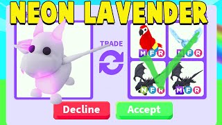 Trading FIRST NEON LAVENDER DRAGON in Adopt Me [upl. by Nevad211]