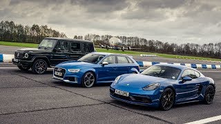 MercedesAMG G63 vs Porsche Cayman GTS vs Audi RS3  Top Gear [upl. by Specht]