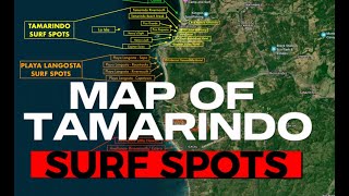 MAP OF TAMARINDO SURF SPOTS [upl. by Jamesy]