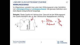 V11 Gleichstromtechnik SternDreieckumw Wirkungsgrad Leistungsanpassung Folien G75 bis GÜ10 [upl. by Arin716]