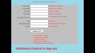 Form validation in aspnetValidation control [upl. by Rolecnahc]