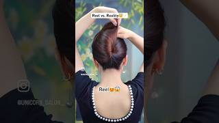 Reel vs Reality😇🎀✨ hair hairstyle hairtutorial korea hairhacks viralshorts [upl. by Anibor]