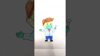 easy kids drawing 👨🏼‍⚕️😷shorts story funny comedy emotional drawing kids art doctor yt [upl. by Eedeed611]