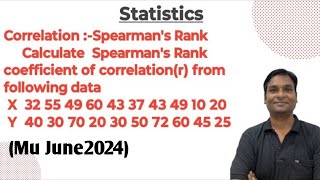 Correlation Spearmans Rank Example3 Calculate Spearmans Rank coefficient of correlationr [upl. by Yrokcaz]