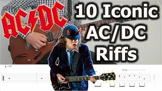 10 Iconic ACDC Riffs  Guitar Tabs Tutorial [upl. by Ameyn]