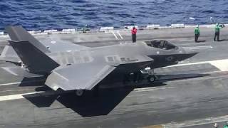 F35C First Integrated Carrier Ops Aboard USS Lincoln [upl. by Miuqaoj]