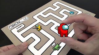 FUNNY Cardboard Maze Game with Among Us｜COOL PAPER CRAFT IDEAS [upl. by Nevets]