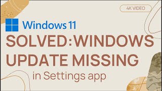 Solved Windows Update missing in Windows 11 Settings [upl. by Saihtam]