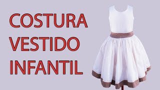 Costura Vestido Infantil Franzido e com Abotoamento [upl. by Ecirtael]