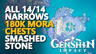 All The Narrows Smashed Stone Genshin Impact Mora Chests [upl. by Vinia]