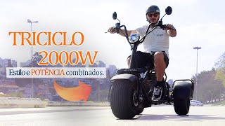 TRICICLO 2000W com marcha ré e 3 níveis de velocidade Conheça mais essa opção de veículo elétrico [upl. by Ellehsyt]