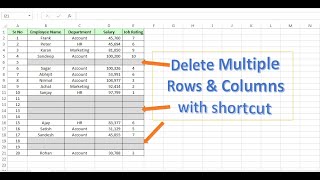 How to delete multiple rows amp columns with shortcuts in MS Excel [upl. by Leterg277]