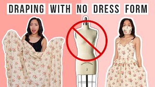 DRAPING WITHOUT A MANNEQUIN  Recycled Bedsheet Dress [upl. by Ateloj]