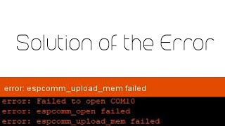 espcommuploadmem failed  Error solved  ESP8266 projects [upl. by Waldemar]