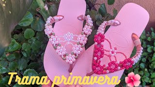 chinelo bordado com perola floral primavera 🌺🌺🌺 [upl. by Osrit]