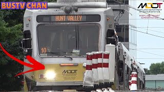 LIGHT RAIL TRAINS IN BALTIMORE MARYLAND MTA MDOT [upl. by Runkle]