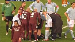 Arbitro Saccani colpito dal pallone in Lazio Torino [upl. by Aicsila]