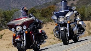 2009 HarleyDavidson Electra Glide vs Kawasaki Vulcan  MotoUSA [upl. by Ardine828]