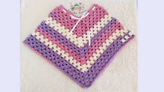 PONCHO A CROCHET PARA NIÑA  PASO A PASO  GANCHILLO [upl. by Nahgaem]