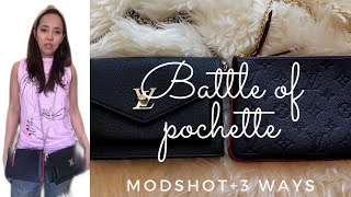 Battle of Louis Vuitton Pochette mylockme chain vs Doublezip  Modshot3 ways to use [upl. by Ailices]