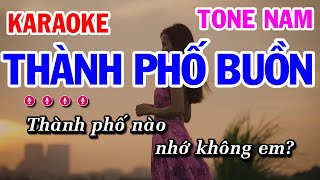 Karaoke Thành Phố Buồn  Nhạc Sống Tone Nam  Karaoke Công Trình [upl. by Llerod]