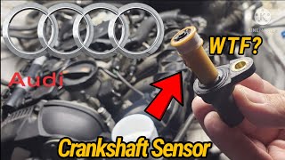 Audi A4 20L  P0016 Code Diag amp Fixed this broken Sensor Crankshaft senson location [upl. by Nedla457]