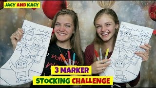 3 Marker Stocking Challenge  Fun DIY Christmas Stockings  Jacy and Kacy [upl. by Kimberli883]